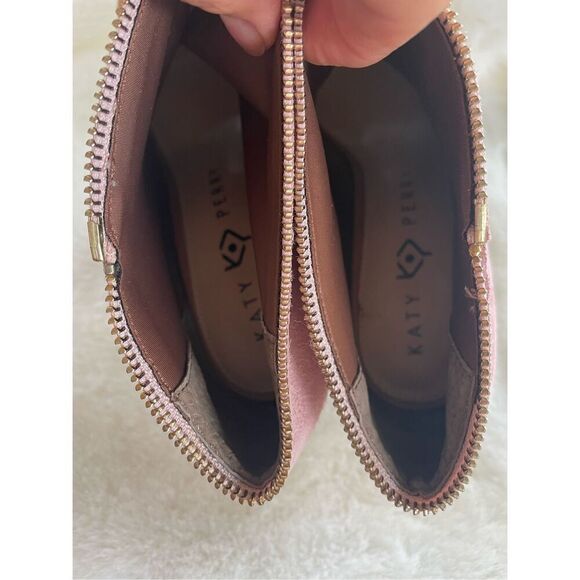 Katy Perry Evelyn Almond Suede Peep Mid-Calf Boot Sz 6.5 - Picture 8 of 11